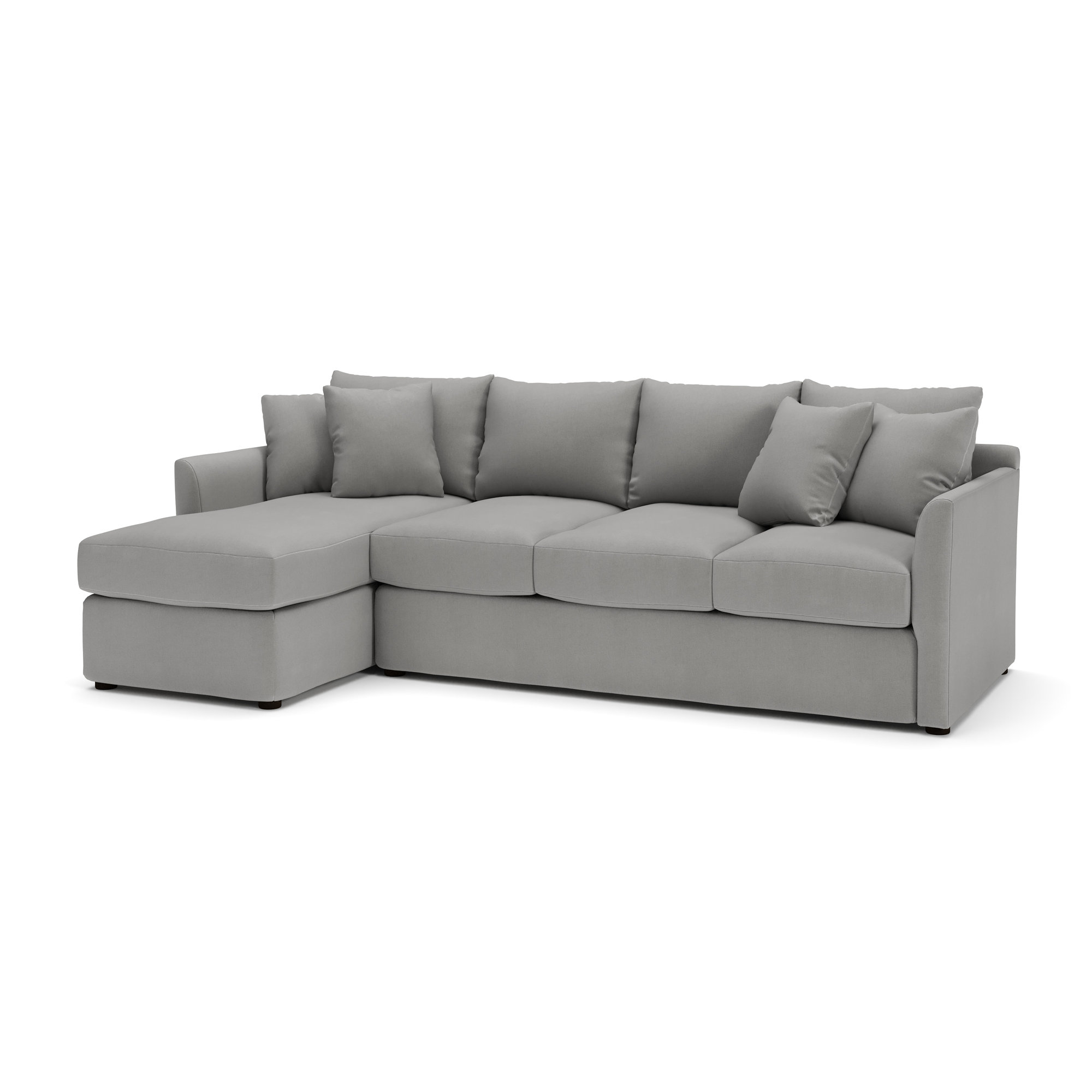 Cecelia Upholstered Chaise L-Sectional, Left Hand Facing, Bayou Light Gray Canvas