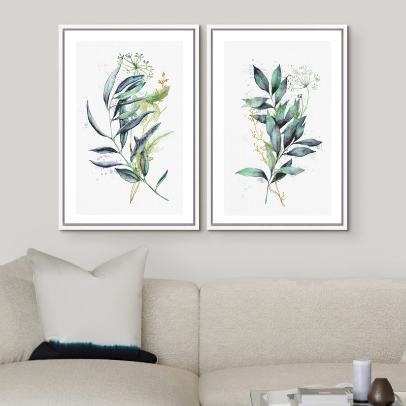Aquarelle, pastel, vert, sarcelle, forêt, plantes, nature, désert, illustrations, art, rustique, minimal, Blanc