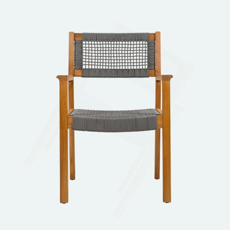 Chaise tressée, Gris foncé / teck, 2
