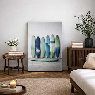 Collection de planche de surf minimaliste, images de décoration murale de plage côtière moderne, impression sur toile encadrée