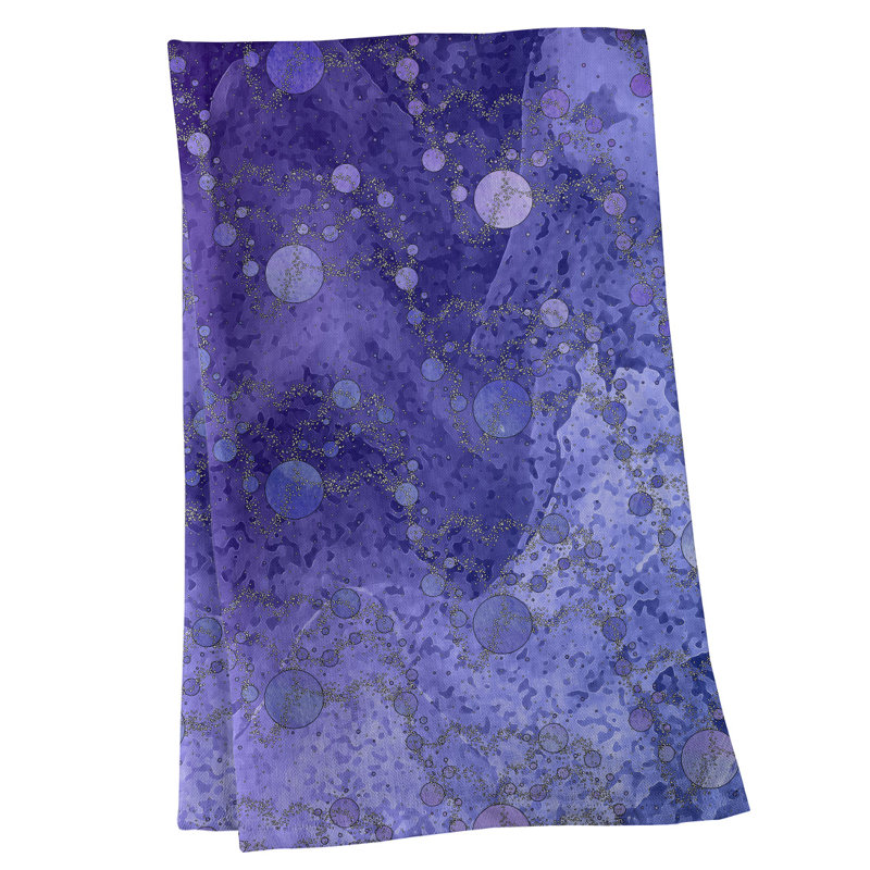 Serviette de thé à l’vedette de planètes Mcguigan, Bleu / Mauve, Sergé de coton