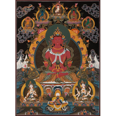 Aprarmita/Amitayus Buddha Thangka (Brocadeless Thangka)