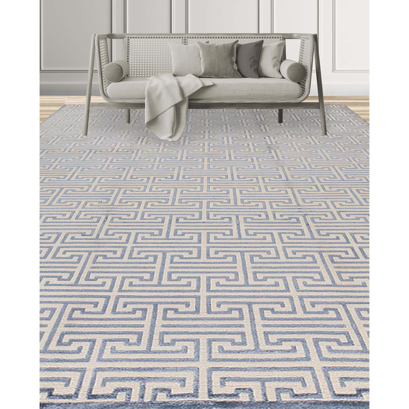 Windsom Hand Knotted Geometric Area Rug, Rectangle 10' x 14'