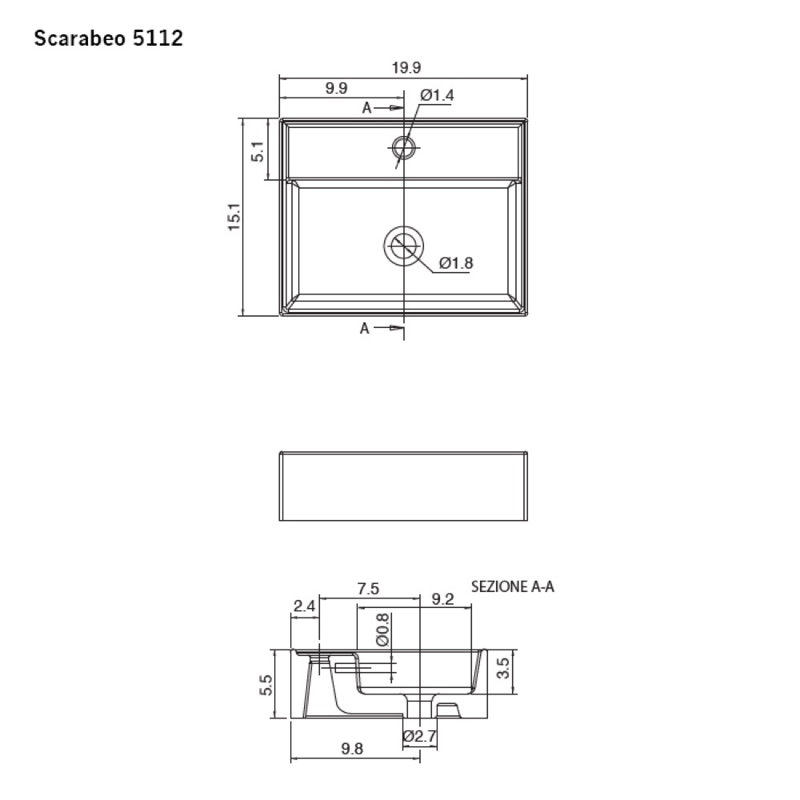 Scarabeo By Nameeks 15.1'' White Ceramic Rectangular Bathroom Sink with Overflow, One Hole