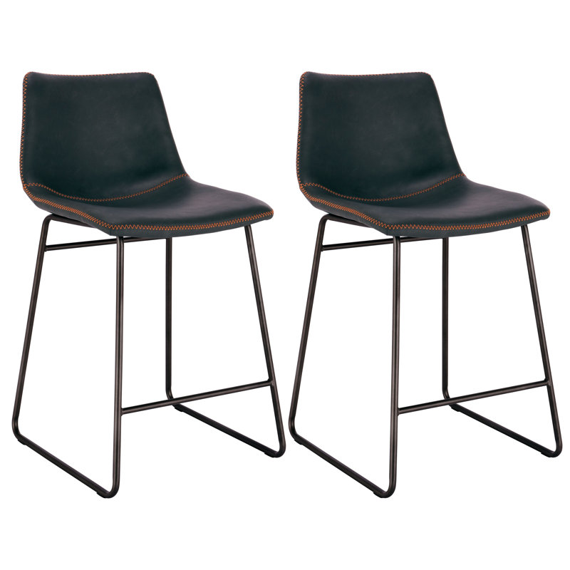 Nettleton Upholstered Counter Stool with Metal Frame, Black