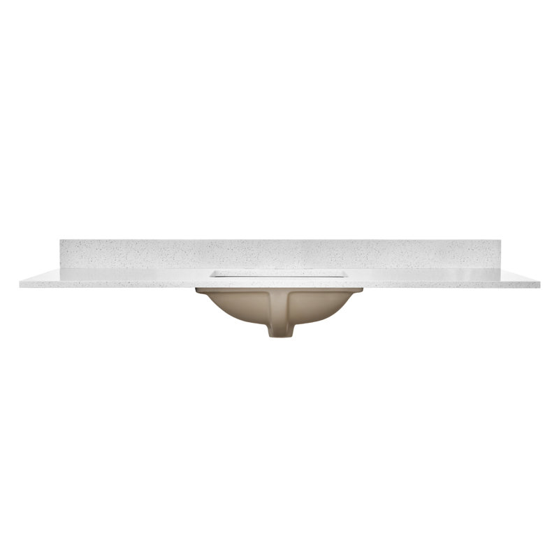 Plateau de meuble-lavabo simple 60 po en quartz avec lavabo - pour remplacement de meuble-lavabo, sans armoire