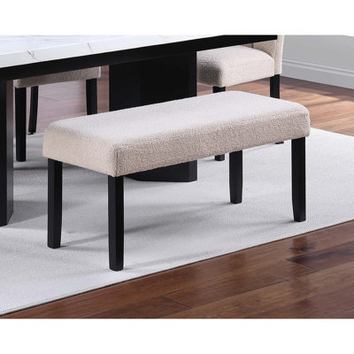 Banc de salle à manger 1 pièce avec siège rembourré en tissu doux, pieds fuselés en bois noir, style moderne pour la pièce, ton neutre transitionnel de H 41 po x 16 po H 19 po, espace