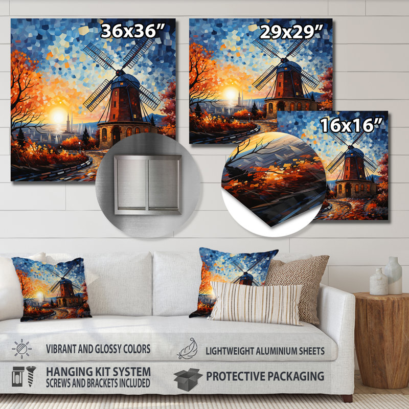 «Mill Mill Windmill Dreamscape», art mural en métal campagne, H 16 po x l 16 po x P 1 po