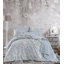 Ensemble de housse de courtepointe très grand (3 pièces), bleu et crème, 94,5 po x 86,6 po | 65% coton / 35% polyester, lavable à la machine, 120 fils | Comprend 2 taies d'oreiller avec fermeture à enveloppe et housse de couette à boutons | Literie 