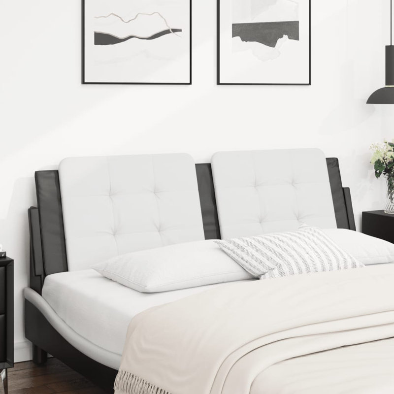 vidaXL Headboard Cushion White and Black, Black/White, Queen