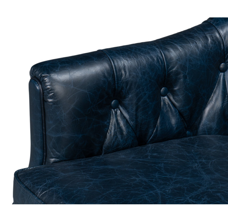 Coolidge Swivel Club Chair, Chateau Blue Genuine Leather