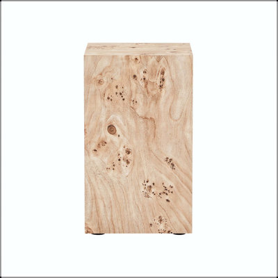 Table d'appoint carrée Wabi-Sabi avec finition grain de bois naturel