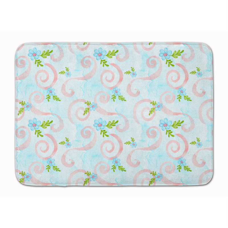 Tapis pour salle de bain en mousse viscoélastique Watercolor Flowers and Swirls