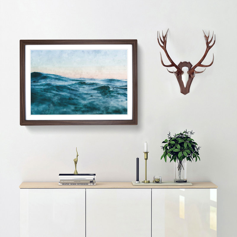 Rising Ocean - Framed Print, 24cm H x 33cm W x 2cm D, Walnut Framed