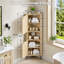 Grande armoire d'angle de 65 po avec 2 portes creuses | Tablette d'angle Bhoho avec 2 portes, 6 tablettes, économiseur d'espace, salon, cuisine, salle de bain, bureau, appartement, chêne