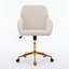 Chaise de bureau pivotante en velours beige avec base or noble