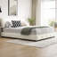 Structure de lit grand format avec tête de lit capitonnée, très grand coussin décoratif ultra doux, lit plateforme tapissier en chenille avec lattes en métal et en bois, support solide et silencieux-1845306502-1845306500