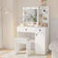 Bureau de meuble-lavabo avec lumières, ensemble de meuble-lavabo avec miroir, bureau de maquillage avec grands tiroirs et rangement à trois niveaux Dreeser