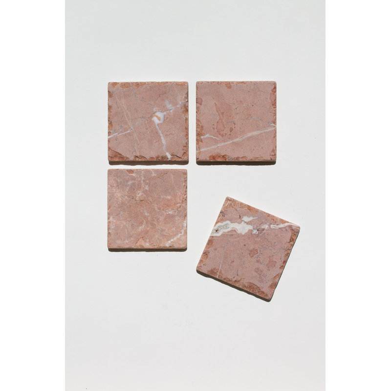 Marble Coaster Set, Red