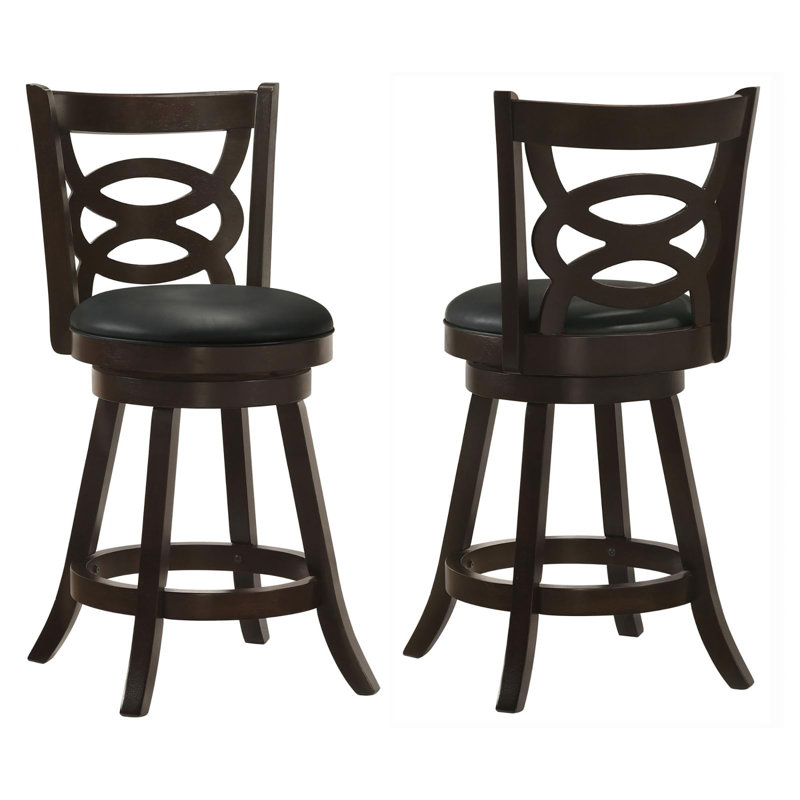 Tabouret pivotant à hauteur de comptoir cappuccino et noir (ensemble de 2)