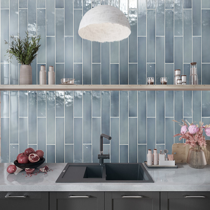 2.56'' W x 15.75'' L Ceramic Subway Singular Tile, Benjamin Moore Smoke