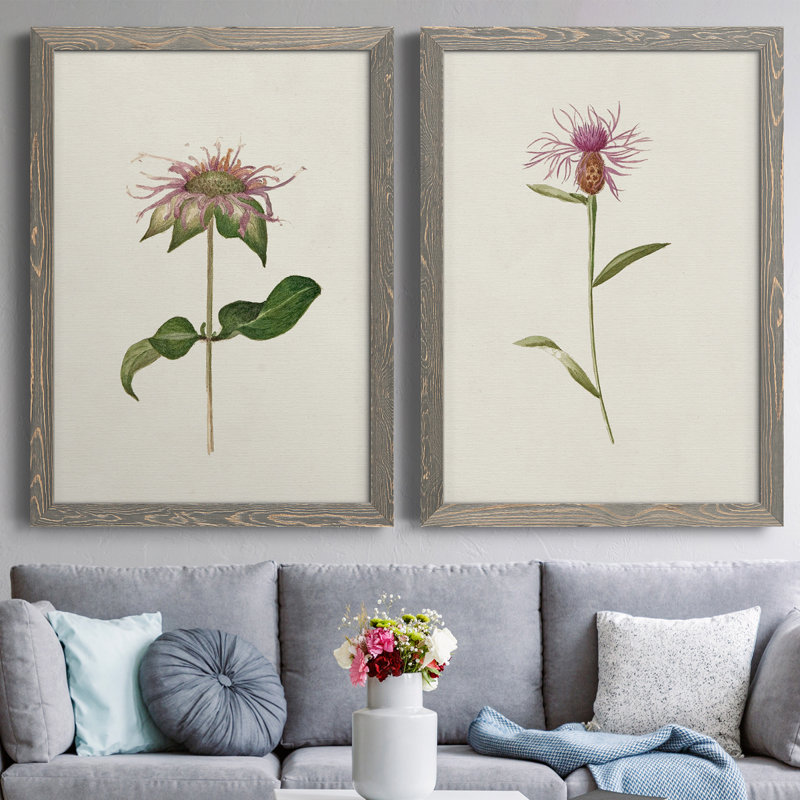 Mauve jardin fleurs V, toile encadrée de qualité supérieure - prête à être accrochée, H 24 po x l 36 po x P 1,5 po