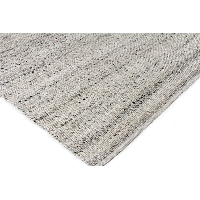 Hesse Hand-Loomed Polyester/Cotton Light Silver Area Rug, Rectangle 16' x 21'