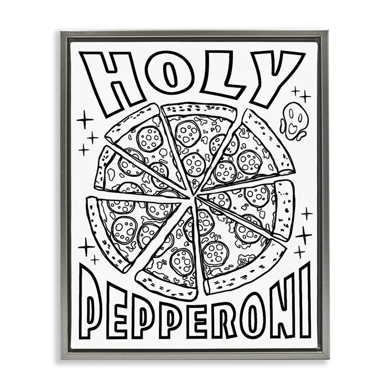 Cadre flottant Saint Pepperoni, par Ziwei Li, H 21 po x l 17 po, Cadre flottant gris lustré