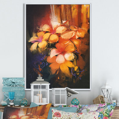 Fleurs de lotus orange grunge - reproduction de cadre photo sur toile