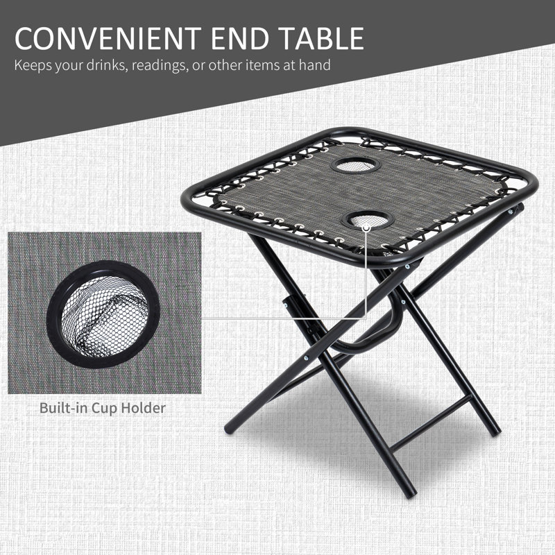 Outsunny Gray Steel Zero Gravity Reclining Chair Set with Table