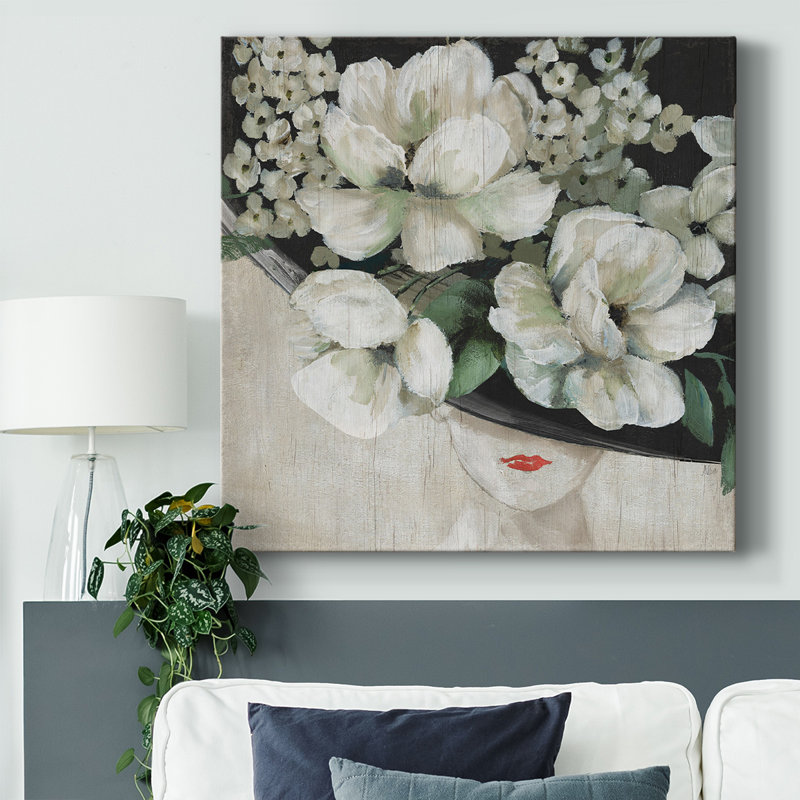 Impression florale chapeau floral sur toile, H 32 po x l 32 po