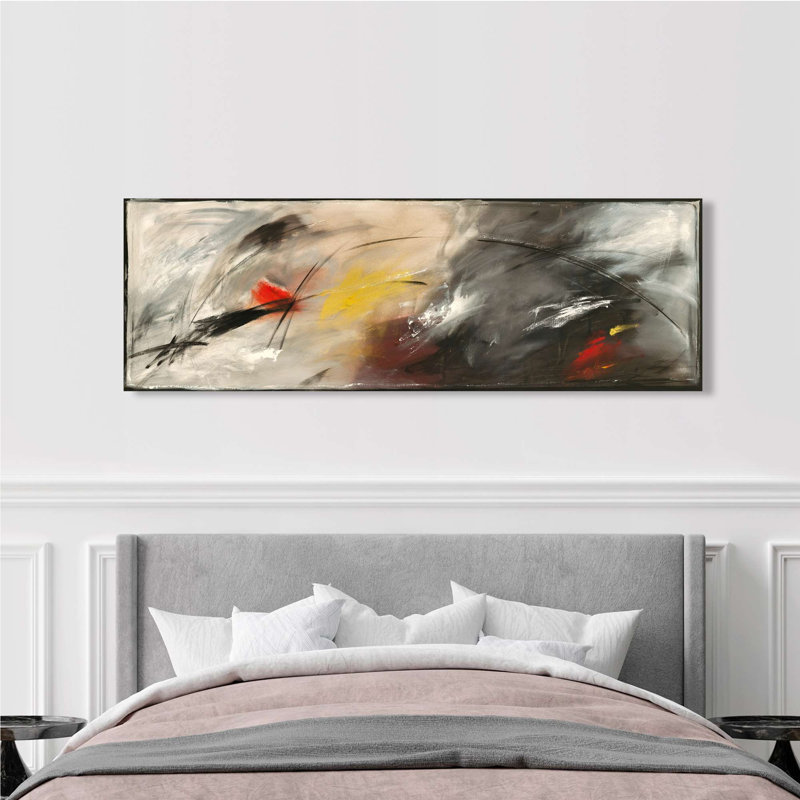 Red In Grey by H. Romero - Wrapped Canvas Panoramic Print, 35cm H x 100cm W x 4cm D