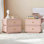Ensemble de 2 tables de chevet roses, table de chevet rotative en bois massif avec 2 tiroirs, table de chevet rembourrée en cuir moderne pour petits espaces, chambre à coucher