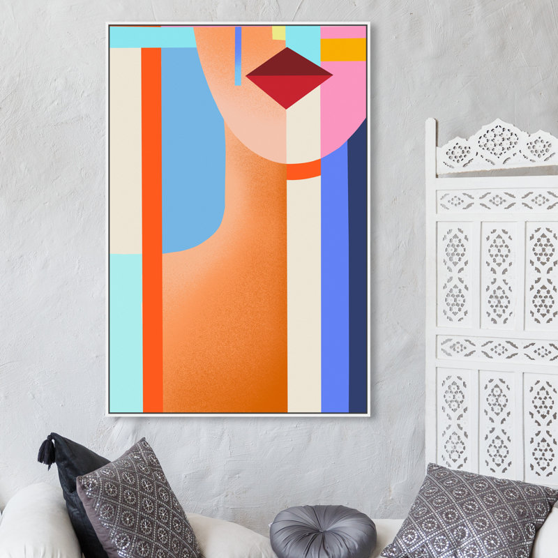 Abstract Shaped Lady III Print, 24" H x 16" W, White Framed