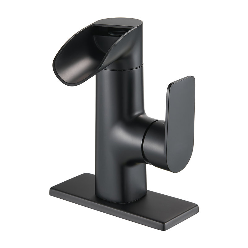 Single Hole Single Handle Bathroom Faucet with Drain Assembly, Matte Black