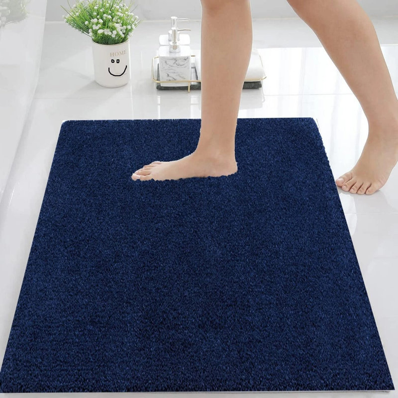 Polypropylene Plastic Non-Slip Bath Mat, Navy, Single - 110cm L x 60cm W