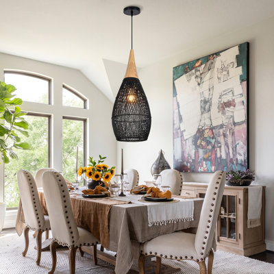 Luminaire suspendu géométrique naturel à 1 lumière Corlyn