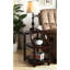 Table d'appoint en bois avec 2 tablettes et tablette de charge