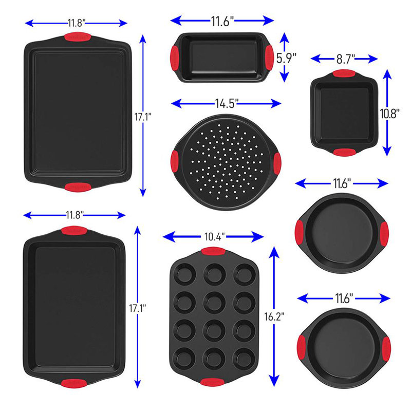 NutriChef Non-Stick Silicone 8 Piece Baking Sheet Set