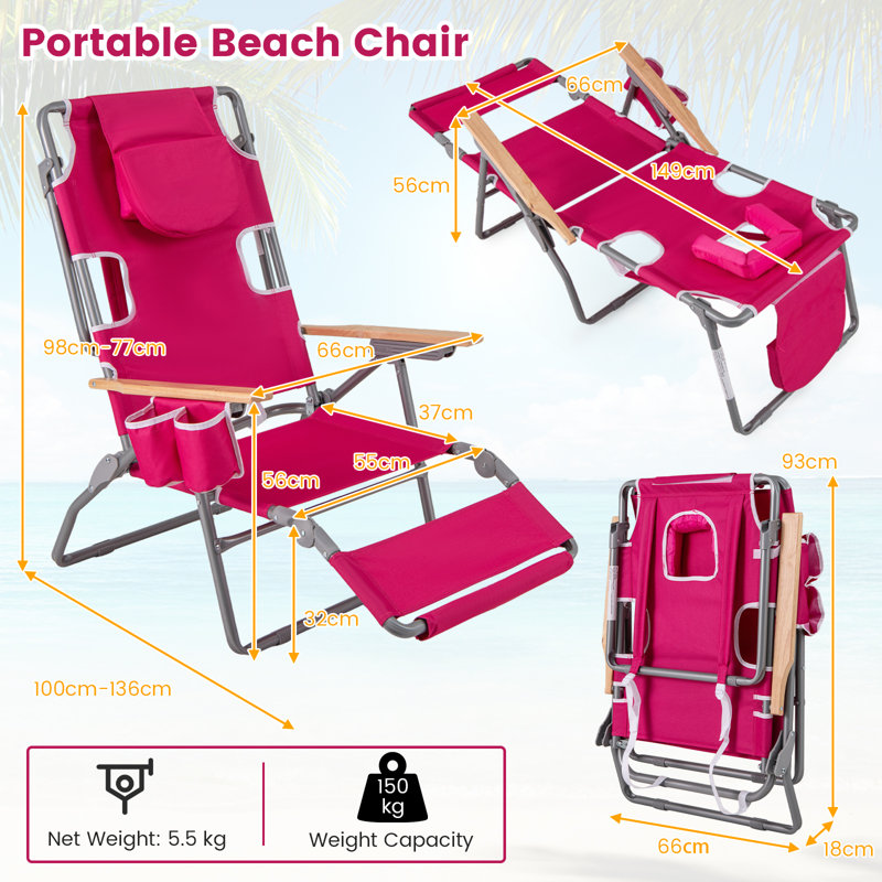 Folding Recliner Chair, Pink