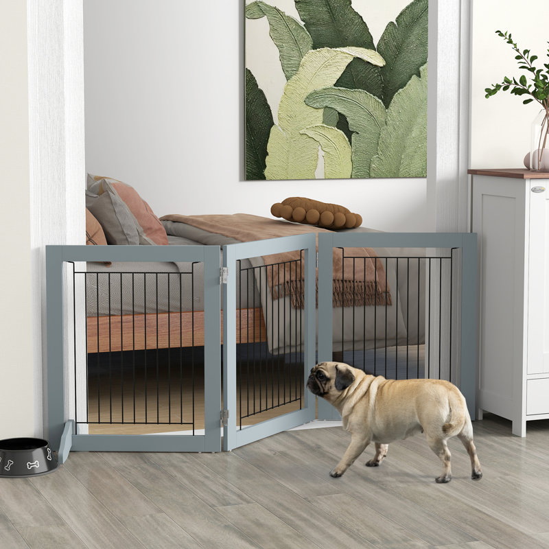 Barrière pour animaux autoportante et pliante pour chien avec 2 pieds de support - Blanc