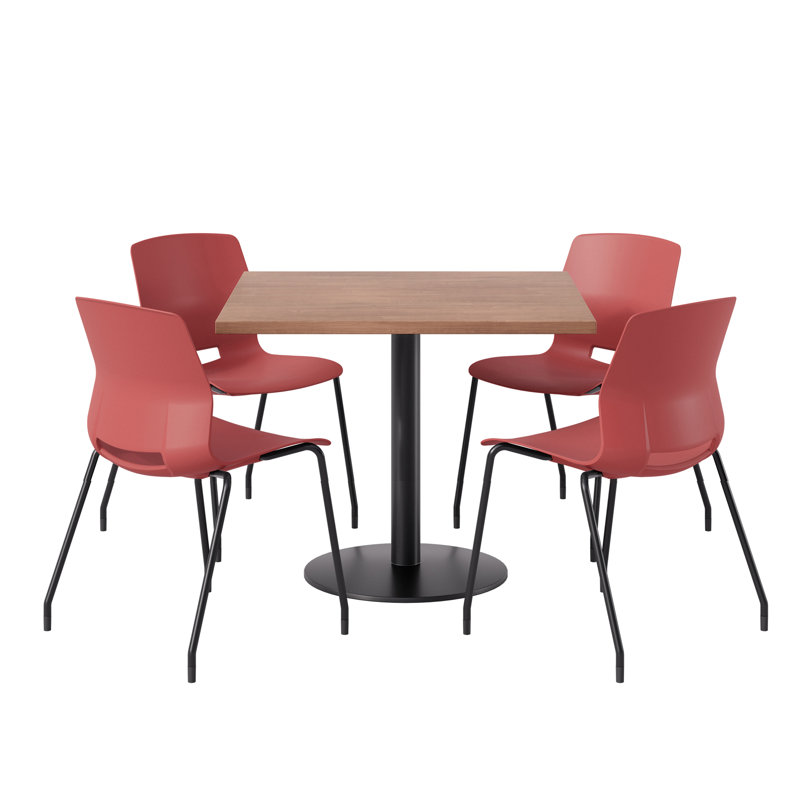 Ensemble repas pour 4 personnes à hauteur de bar, H 41 po x L 36 po x l 36 po, Rouge / noir, Cerise