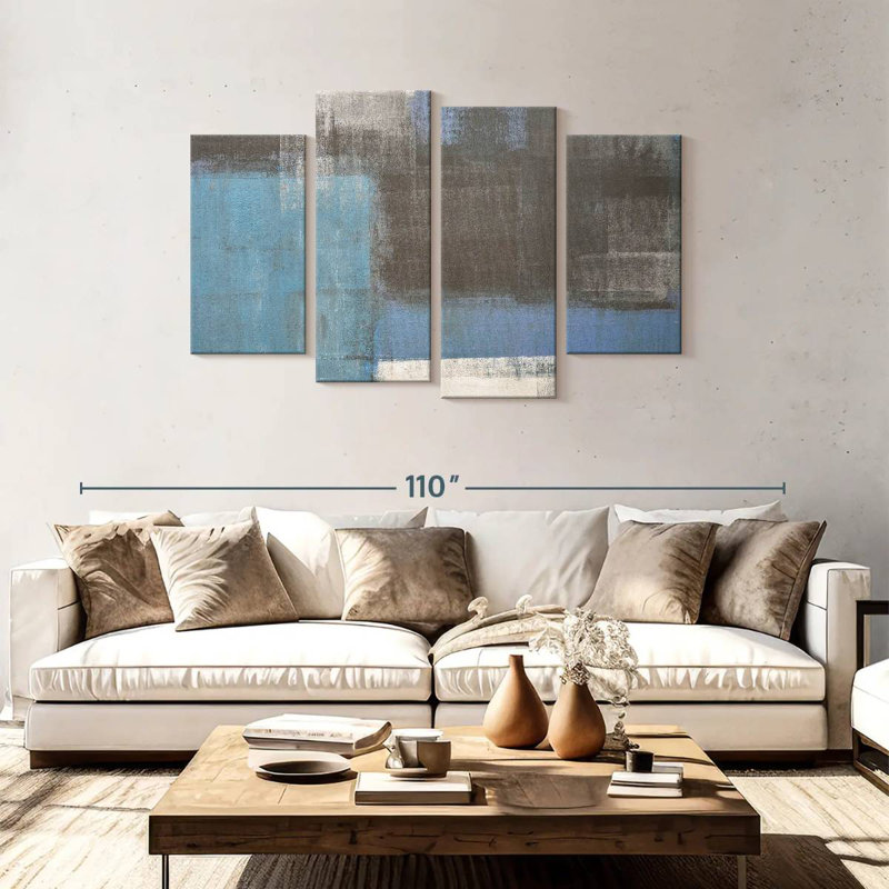 Avery Blue Gray Abstract, 48" H x 75" W