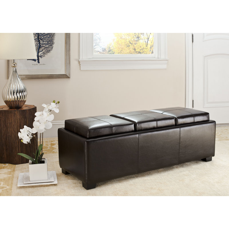 Faux Leather Ottoman, Brown Faux Leather