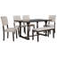 Ensemble de table et chaises de salle à manger 6 pièces avec pieds de forme spéciale et dossiers et coussins recouverts de mousse pour la salle à manger-1855947477-1855947476