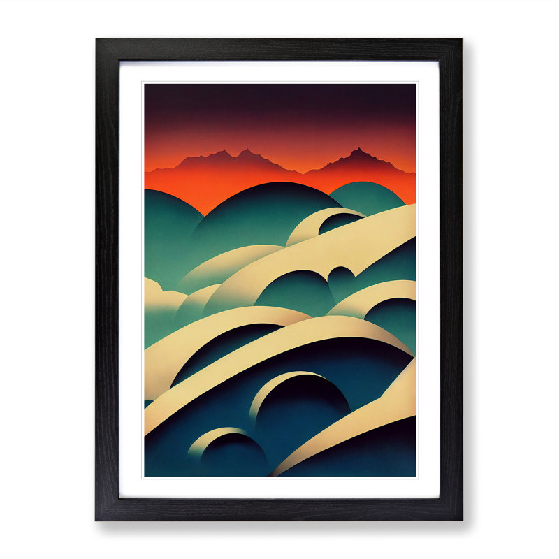 The Abstract Mountain Landscape No.1 - Wall Art, 66cm H x 48cm W, Black Framed Paper, White