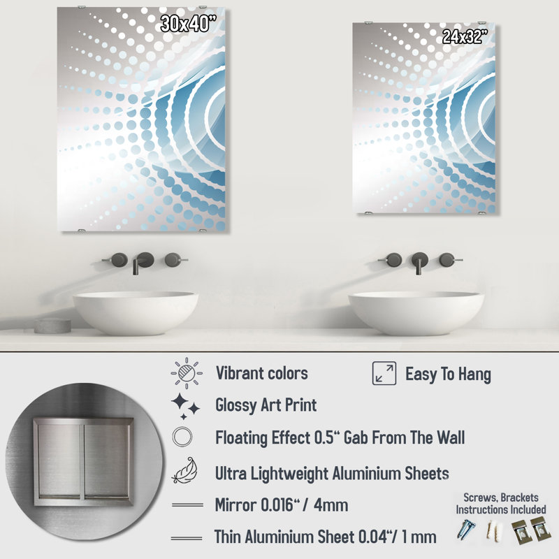 Krentzman - Miroir mural fractal abstrait MIR137536, 32 po x 24 po