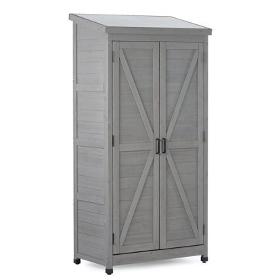 Outdoor Storage Cabinet And Metal Top, Garden Storage Shed