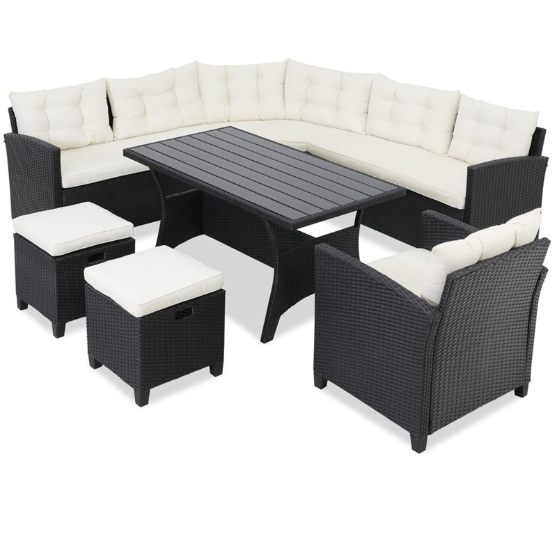 Outdoor Chyrle Powder Coated Steel 8 - Person Seating Group