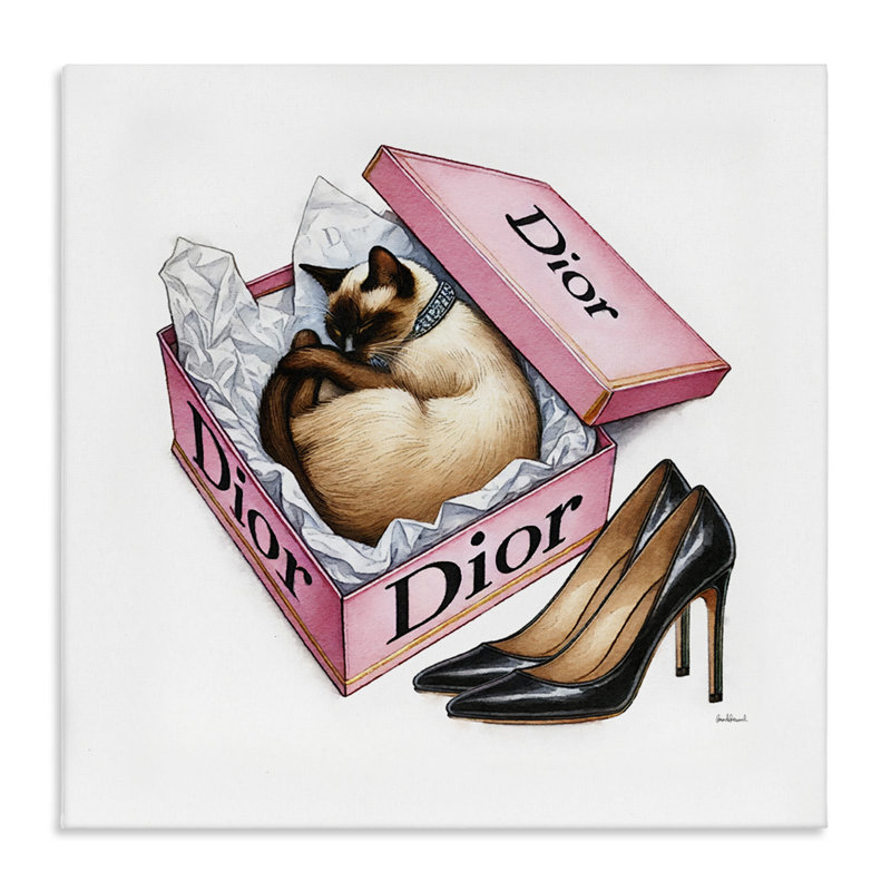 Art mural sur toile rose avec boîte à chaussures par Amanda Greenwood, H 17 po x l 17 po